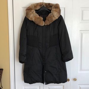 Elie Tahari- down puffer cost with real fur trim